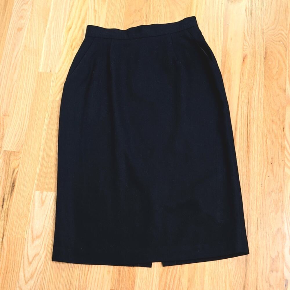 Vintage Michelle Stuart women's Black wool pencil skirt